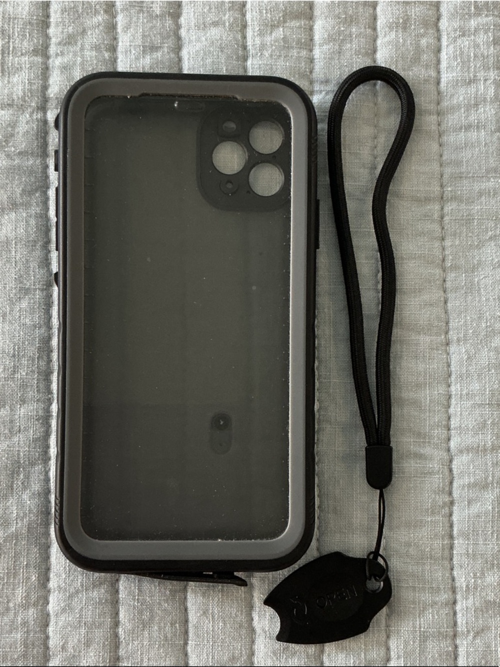 Black Waterproof Phone Case with Detachable Wrist Strap IPhone 13